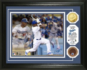Los Angeles Dodgers Yasiel Puig "Triple Play" Game Used Dirt Coin Photo Mint
